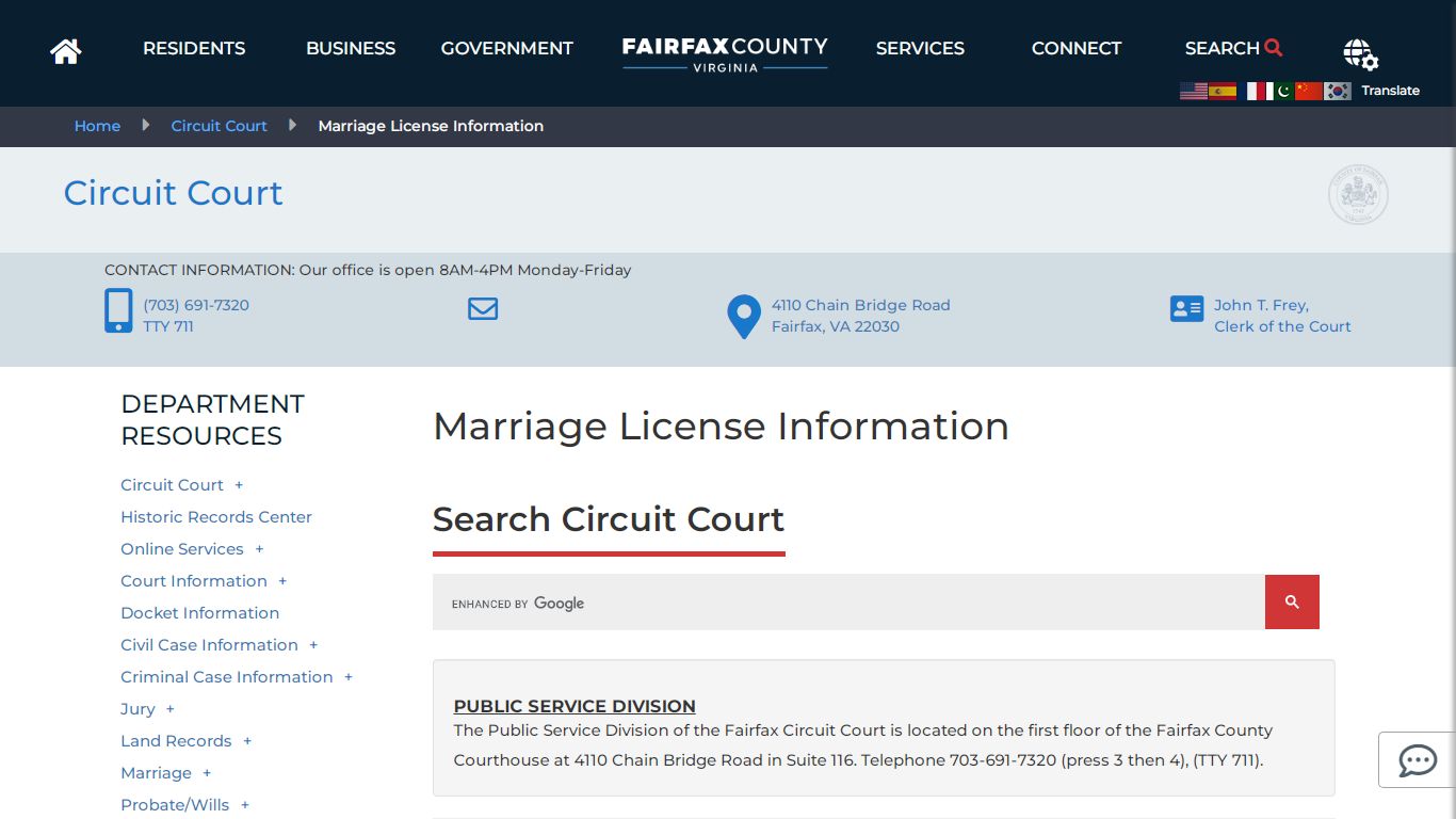 Marriage License Information | Circuit Court - Fairfax County, Virginia