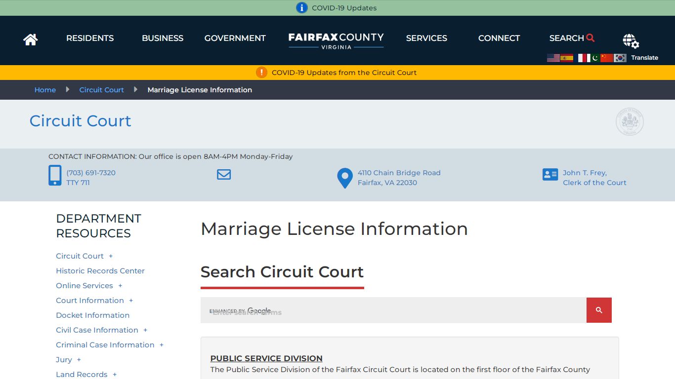 Marriage License Information | Circuit Court - Fairfax County, Virginia