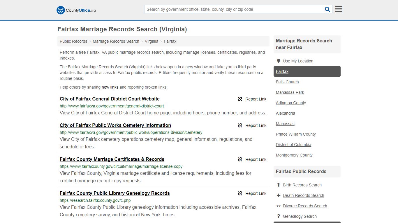 Marriage Records Search - Fairfax, VA (Marriage Licenses & Certificates)